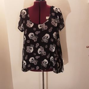 Torrid sheer skull and roses blouse